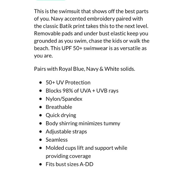 Cabana life BATIK EMBROIDERED ONE-PIECE Swimsuit - Picture 5 of 5